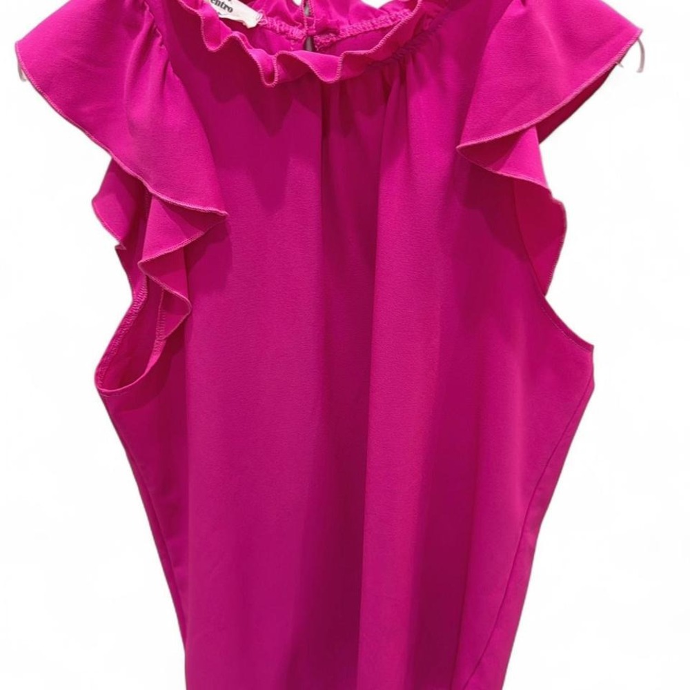 Entro Hot Pink Ruffle Sleeve Blouse Size M - Picture 3 of 6